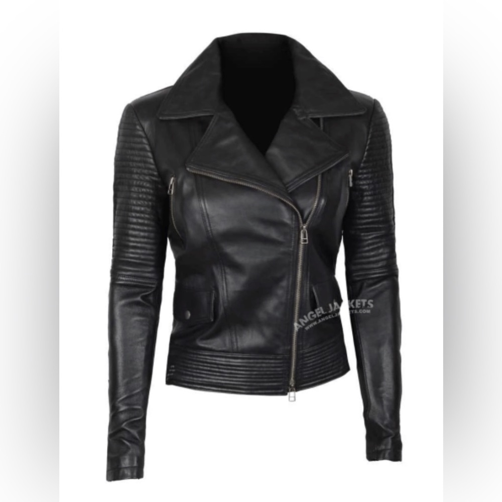 Black Womens Leather Moto Jacket